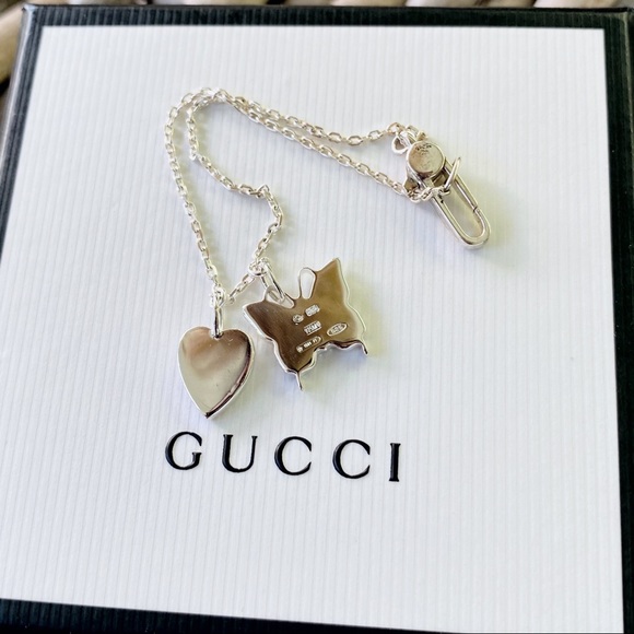 Gucci Heart & Butterfly Silver Logo Charm Bracelet - Picture 10 of 16